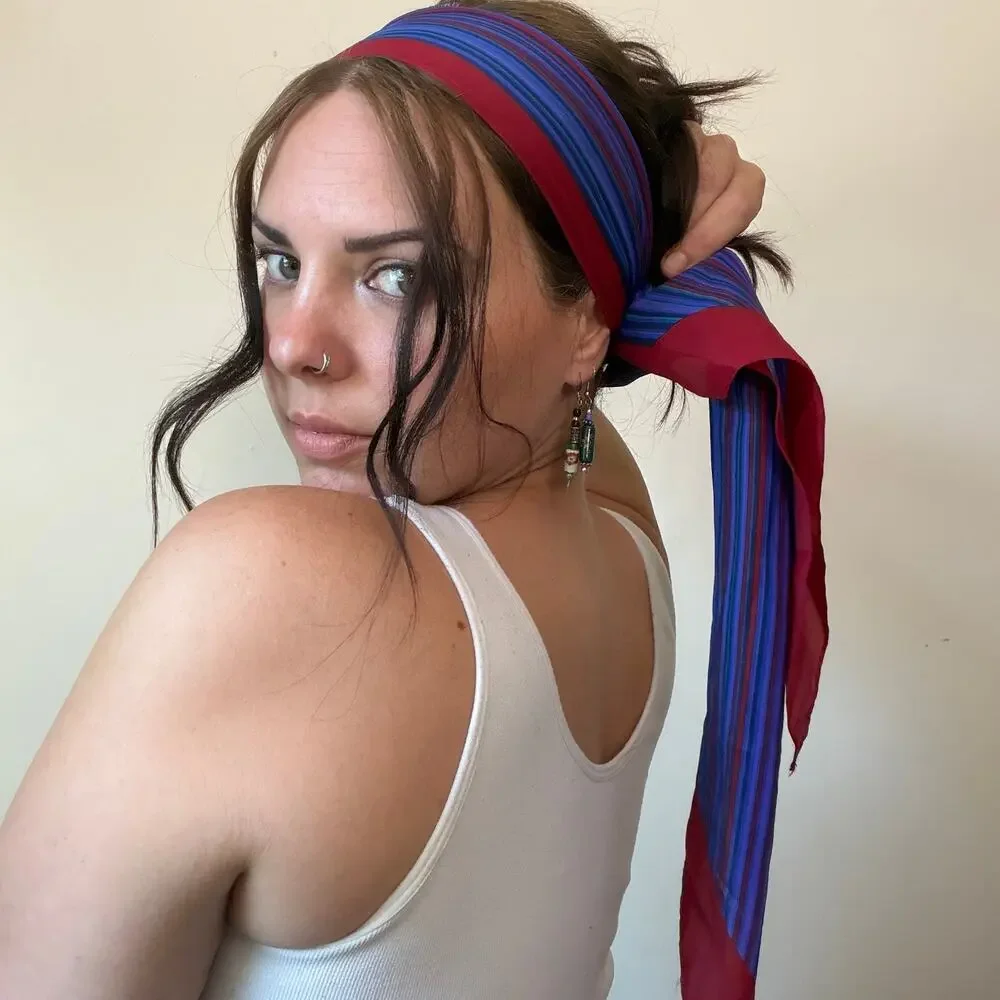 Vintage Purple & Red Head Scarf